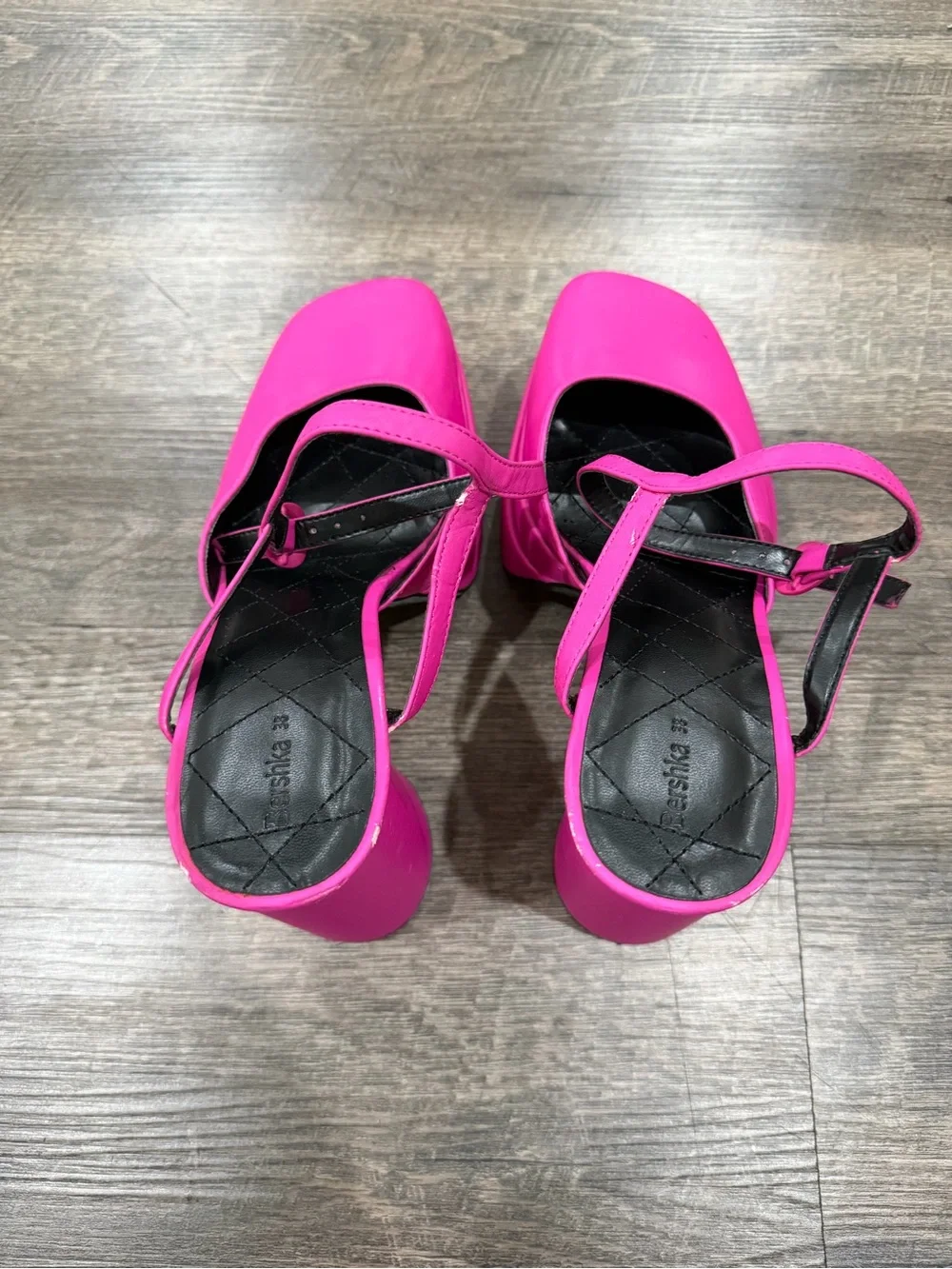 Bershka Hot Pink Platform Mary Jane Heels